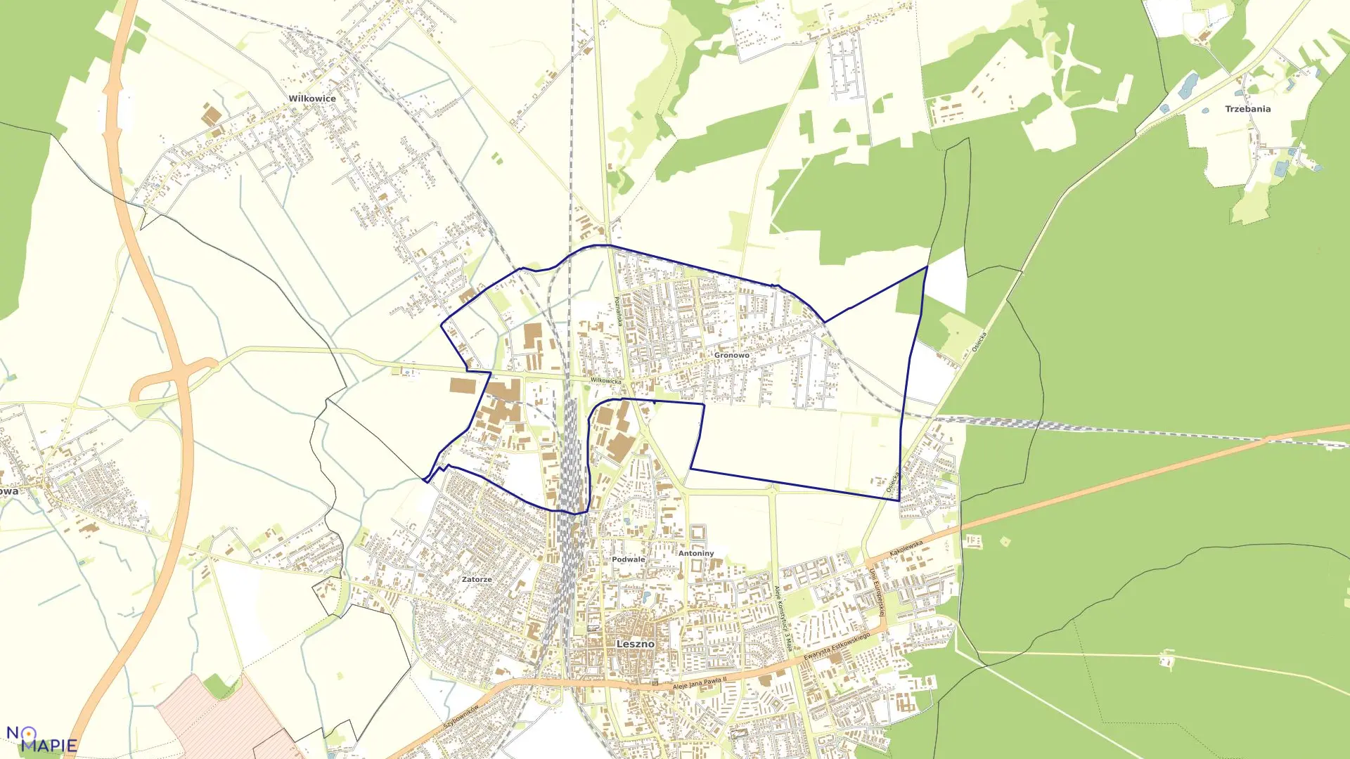Mapa obrębu GRONOWO w mieście Leszno