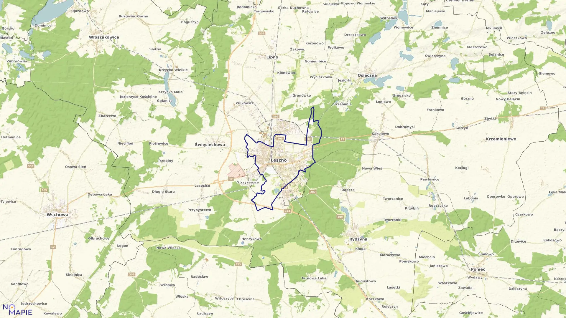 Mapa obrębu LESZNO w mieście Leszno