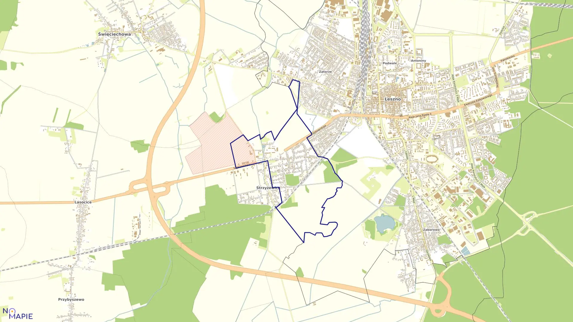 Mapa obrębu STRZYŻEWICE w mieście Leszno