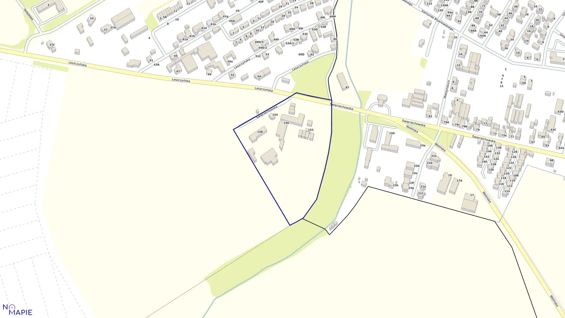 Mapa obrębu ŚWIĘCIECHOWA w mieście Leszno