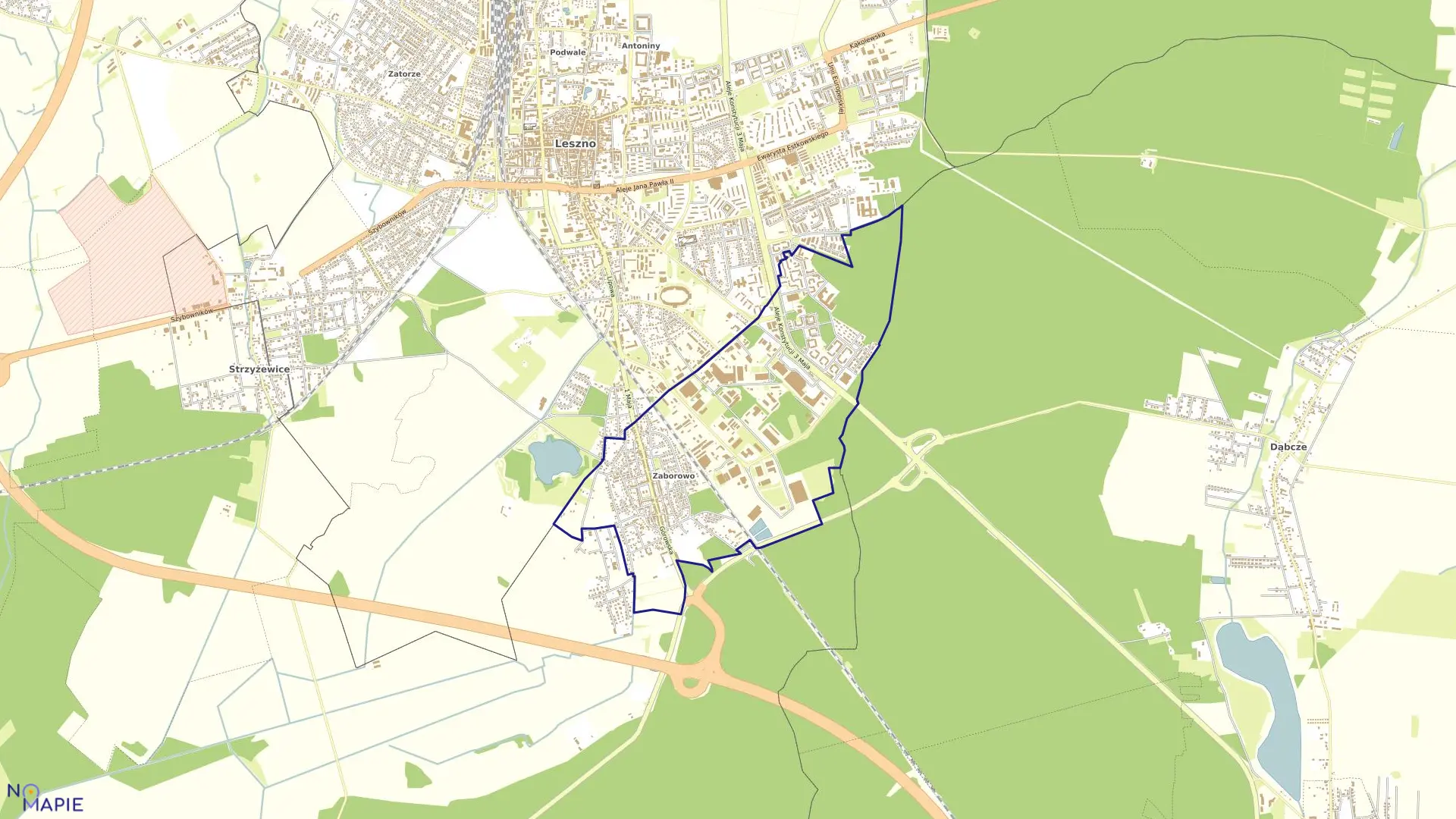 Mapa obrębu ZABOROWO w mieście Leszno